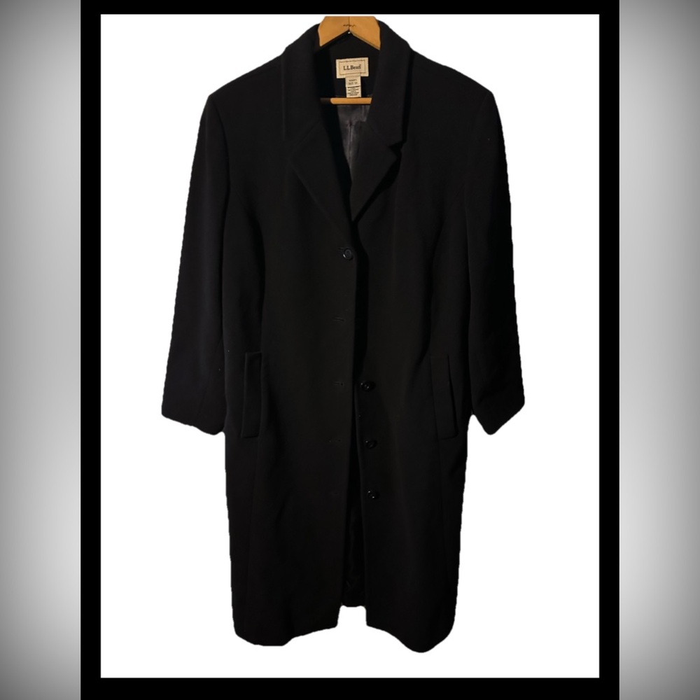 L.L. Bean Women’s Wool Cashmere Blend Black Long Peacoat Size 1X